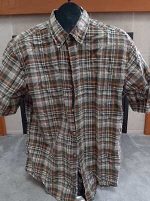 Mens Eddie Bauer Button Down Plaid Dress Shirt L Classic Fit