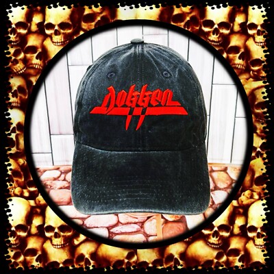 DOKKEN 2024 TOUR EMBROIDERED BLACK STONE WASH DAD S HAT ADJUSTABLE BACK  