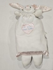 Vtg Dakin Baby Lovey Pink White My Night Bunny Satin Trim Security Blanket 27"