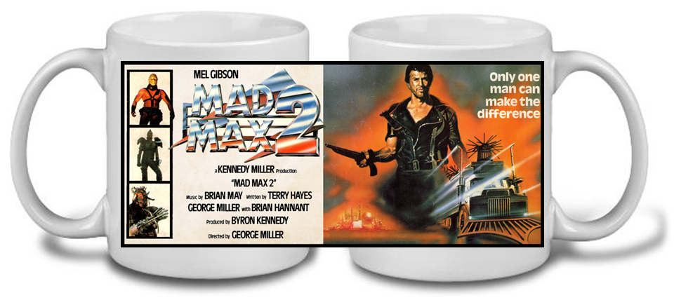 Tasse Céramique Mad Max + Dessous De Verre En Bois - Coffret Cadeau Film Mel Gibson - 325ml Lavable Lave-vaisselle