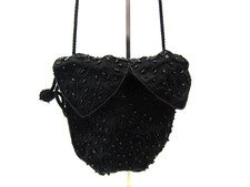 Cache Black Beaded Petal Bag