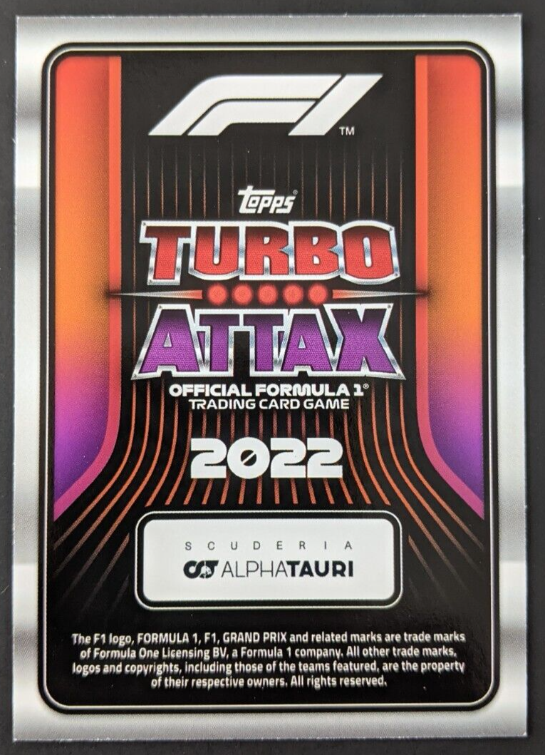 Yuki Tsunoda #282 Awards 2022 Topps Turbo Attax F1 Foil Formula 1
