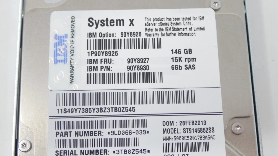 IBM 146GB Internal 15000RPM 2.5" SAS HDD Hard Drive 90Y8926 - Image 3 of 4