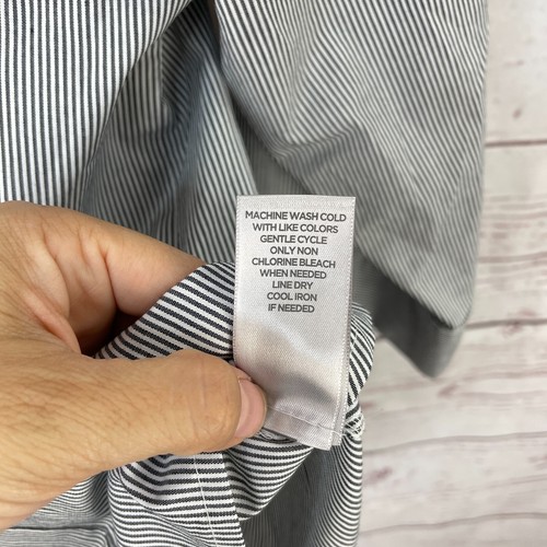 Avenue Black White Pinstripe 3/4 Sleeve Shirt Womens Button-Up Plus Size 14/16 - Picture 6 of 9