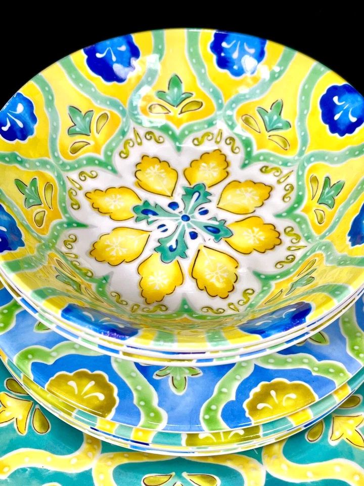 Laurie Gates Studio 11 Piece Melamine Colorful Moroccan Boho Print Bowls Plates - Image 3 of 4