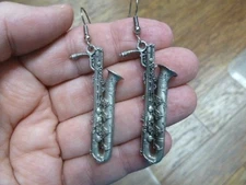 (M-200-H) Baritone SAX Saxophone EARRINGS pewter JEWELRY love saxophones music