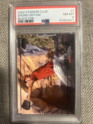 Shohei Ohtani 2022 Topps Stadium Club #1 Black Foil PSA 8