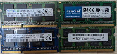 35x Stück 4GB DDR3 RAM PC3L SO-DIMM 12800s 1600 Mhz 2RX8 SODIMM Laptop Konvolut