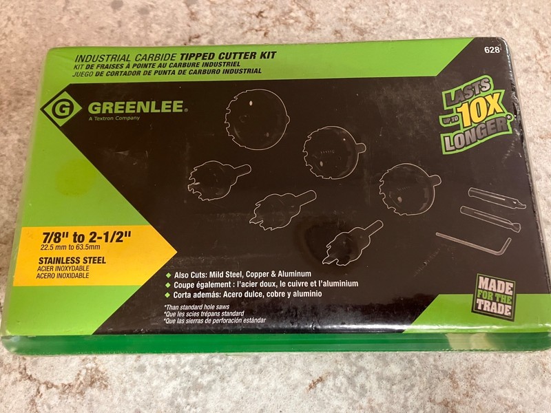 Greenlee 628 6 pc. tungsten carbide tipped hole cutter kit 7/8 - 2  1 /2"