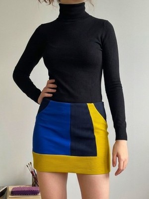 Versace 2010 Vintage Podium Minirock Colourblock Größe L