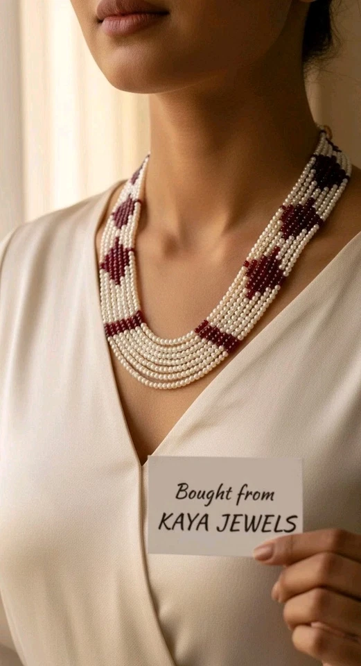 370ct Natural Ruby Plain Roundels Bead necklace 7 strand with fresh water pearls - Image 4 of 4