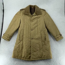 Vtg Energy Manufacturing Coat Mens 40 Khaki Thinsulate Faux Fur Collar Made USA