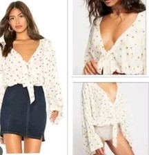 Free People Intimately Bodysuit Size S Flare Long Sleeve 100 Rayon V Neck Lace