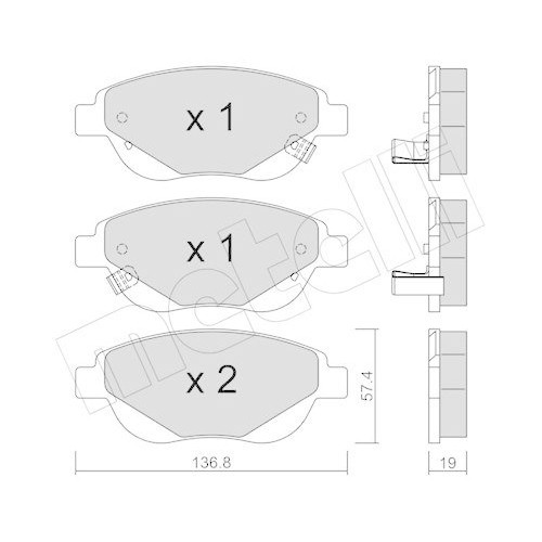 Plaquettes de frein Metelli 22-0948-1 pour Fiat 500L - Kit avant 19mm