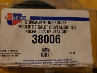CarQuest DriveAlign B/S Pulley 38006 (Box MW)