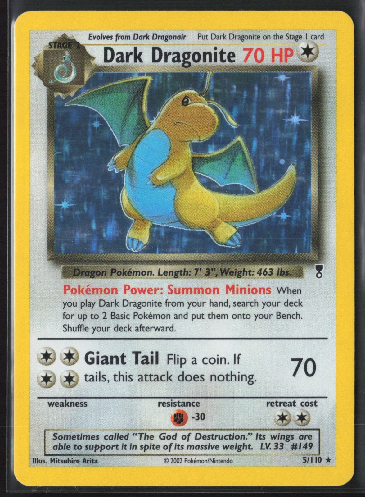 Dark Dragonite Full Holo 5/110 Pokemon Legendary Collection