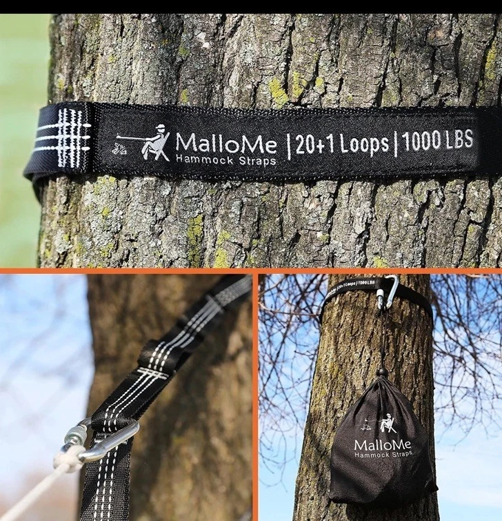 MalloMe XL Hammock Straps for Trees - Hammock Tree Straps Set 2000+ LBS Heavy OB - Image 3 of 4