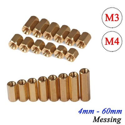 Messing M3 M4 Innengewinde Sechskant Distanzbolzen PCB Abstandsbolzen 4 bis 60mm
