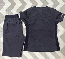Cherokee Women's Gray Solid Medical Scrub Set Top Pants 2-Piece Set