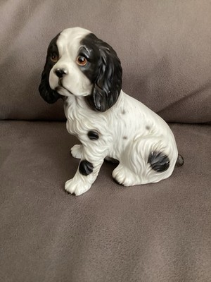 Vintage Cocker Spaniel Hund Figur HHH Harvey Knox 697 schwarz weiß