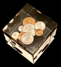 Rare 1971 G&ouml;tabanken Nordic Coin Cube Acrylic Bank Memorabilia Excellent