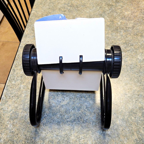 Rolodex Rotary Desktop Business Card File Organizer w/ A-Z Dividers, Black