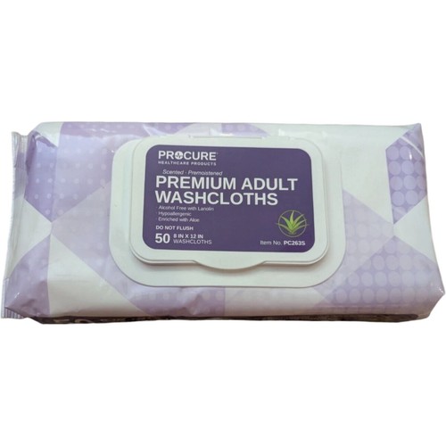 Prokcore Label ProCure Premium Adult Washcloths PC263S 8 in x 10 in 50 count exp: 11/ ...