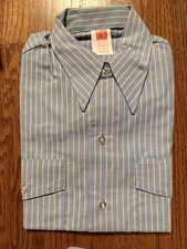 Vintage LION Uniform Mechanic's Long Sleeve Shirt NOS Striped Work Wear Size M