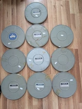 16mm Lot of 10 Beige Metal Movie Canisters 12 1/2" X 1