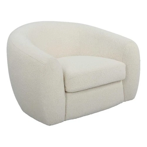 Uttermost Capra Contemporary Fabric and Wood Art Deco Swivel Chair in White - Picture 1 of 9