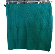 Crochet Blanket Thick Teal Green Warm Scalloped Edges Throw 54x54 Square Cozy