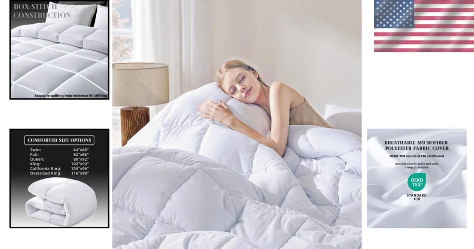 White King Size Hotel Comforter, Lightweight - Image 2 of 4