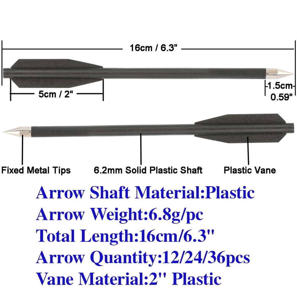 6.3" Plastic Arrows Bolts Vanes Pistol Mini Bow Archery Shooting Hunting Target - Image 3 of 4