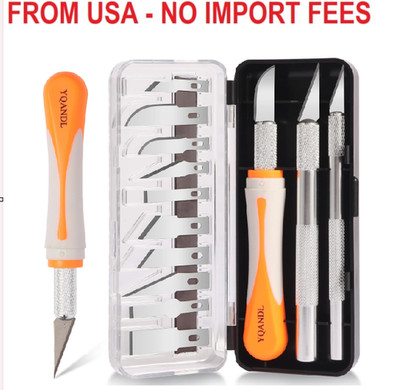 16-Piece Exacto Knife Set: 3 Hobby Knives &13 Industrial-Grade SK5 Steel Blades 