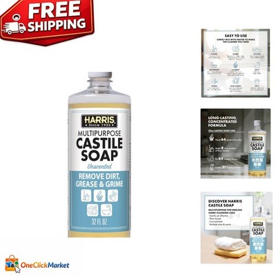 Natural Unscented Castile Soap 32 Oz - Gentle Yet Effective Cleaning Solution