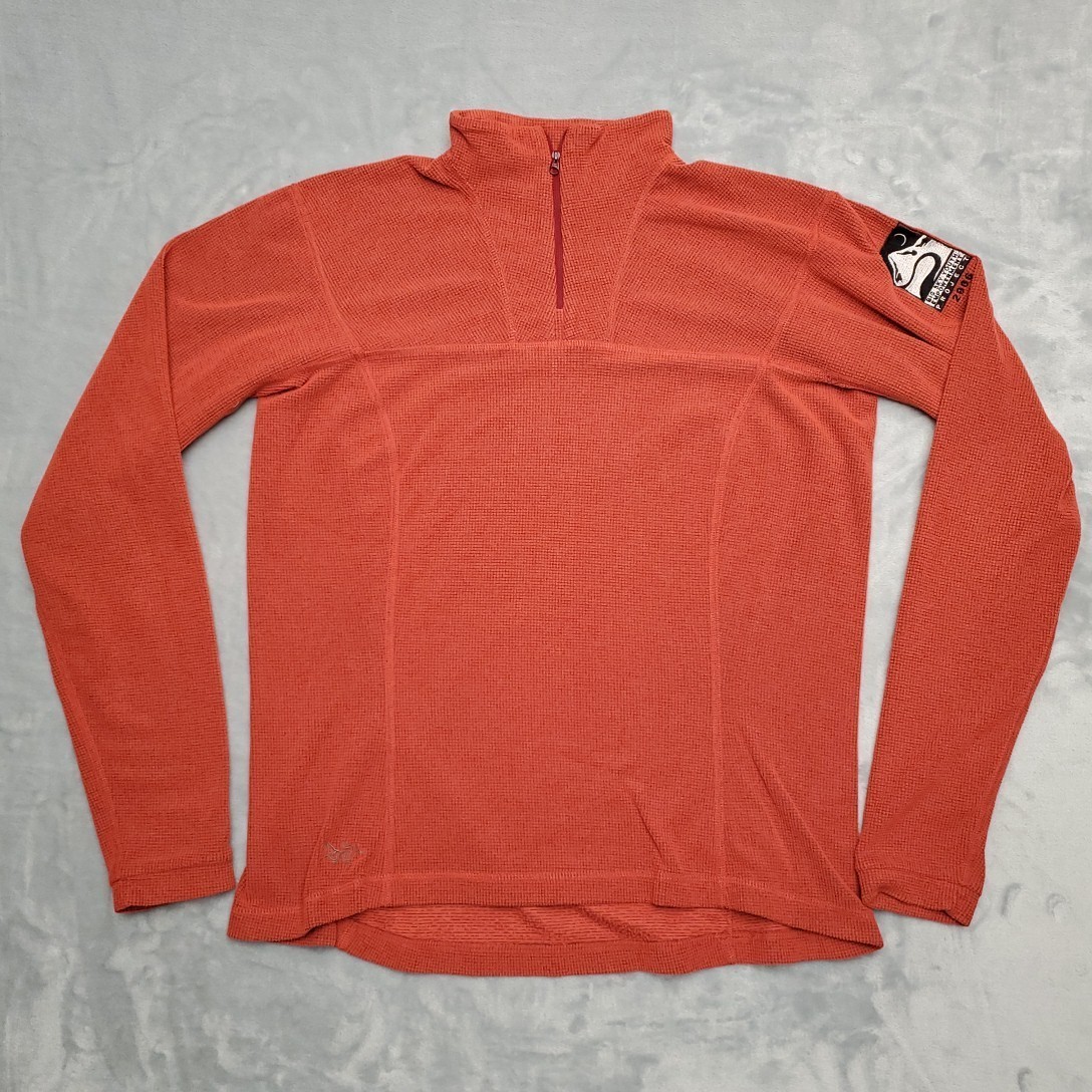 ARC'TERYX Maglione vintage Arcteryx donna L rosso 1 4 zip pile Polartec waffle made in USA
