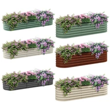 Outsunny Galvanized Raised Garden Bed Planter Box