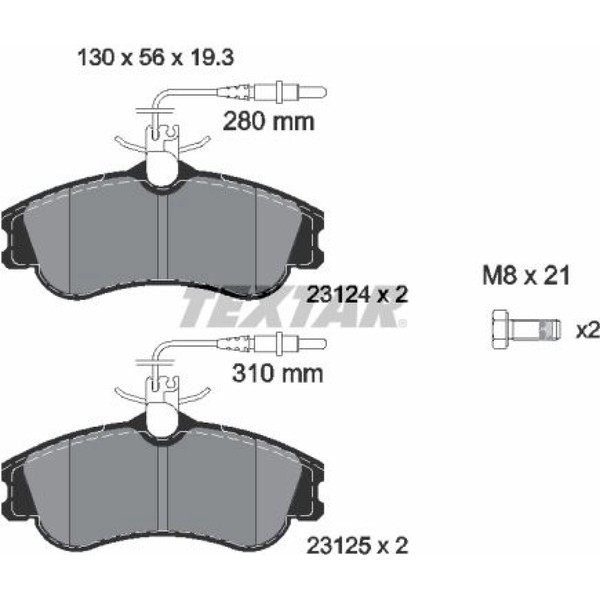 Textar 2312401 Bremsbelagsatz FüR Peugeot Citroen 306 Partner Origin Xsara 7A 5-image