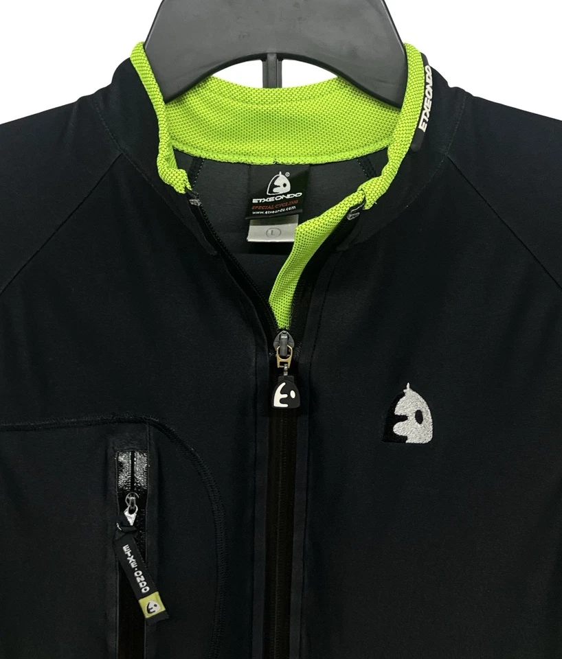 Велосипедная куртка ETXEONDO черная неоново-зеленая ветрозащитная пробка на молнии женская размер L - Изображение 3 из 4