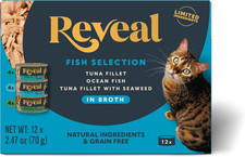 Reveal Fish Variety in Broth Wet Cat Food, 3-Flavor 12-Pack 2.47 Oz Cans