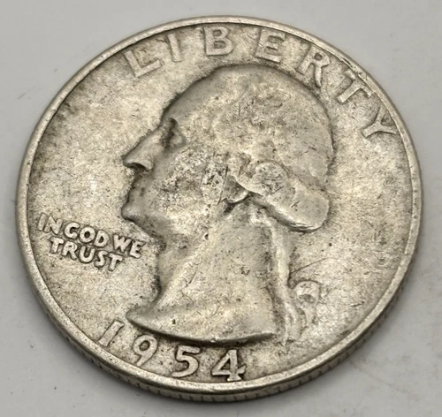 1954 D Washington Quarter Dollar 90% Silver Circulated US Coin