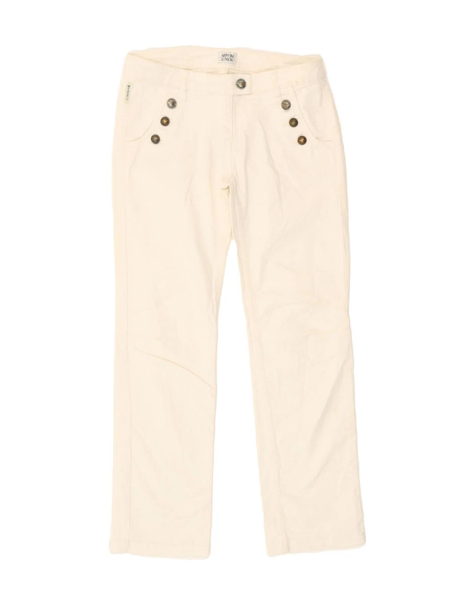 Pantalones informales rectos ARMANI para niñas 8-9 años W26 L24 algodón blanco NS06