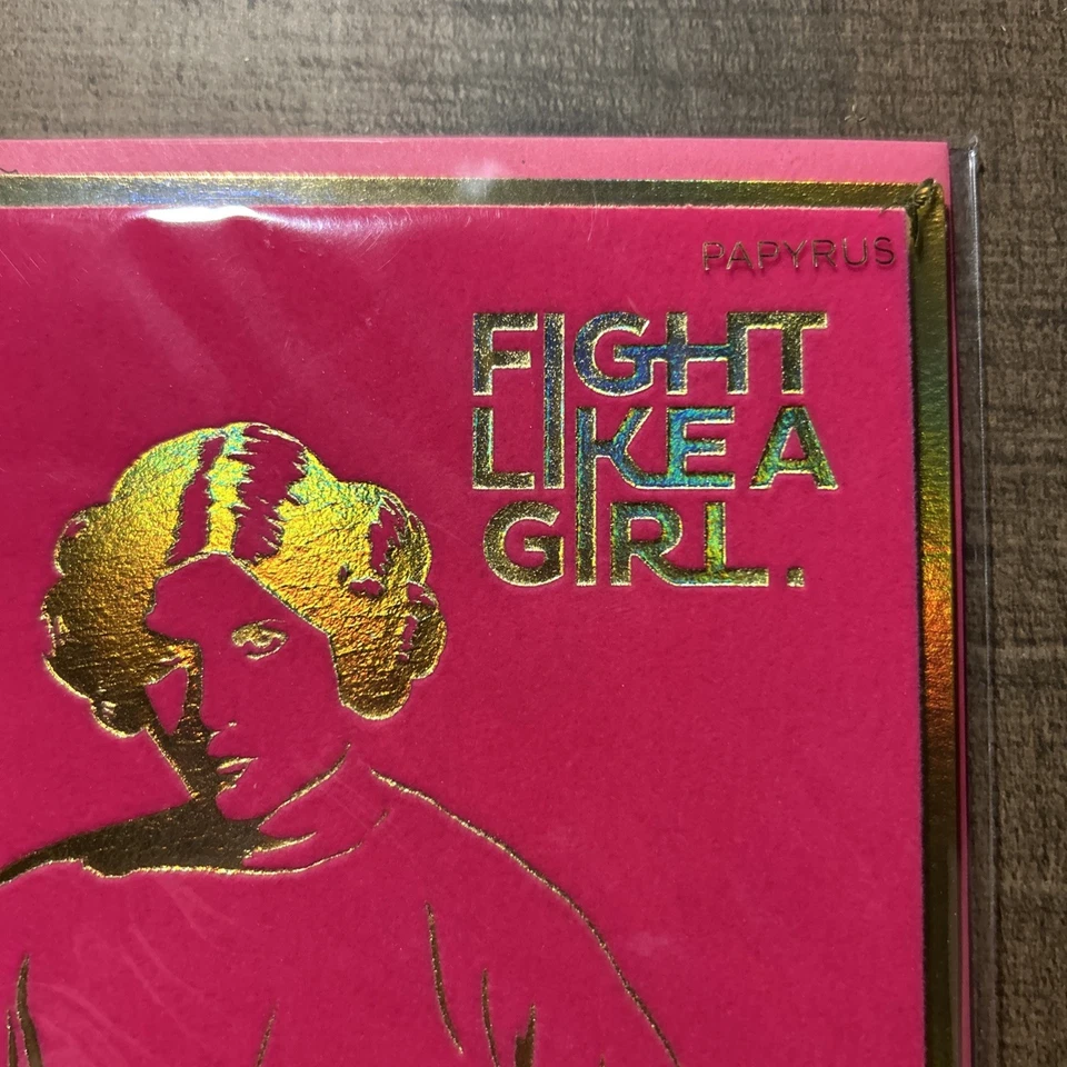 Tarjeta Papyrus - Star Wars Star Girl - “Fight Like A Girl” - En blanco por dentro - ¡Nueva!! Foto 4 de 4