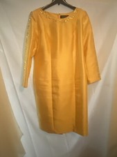 Gold long sleeves straight dress round neck line with sequence