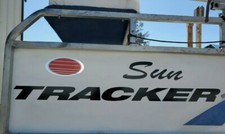 2 sun tracker pontoon boat decals with chrome...