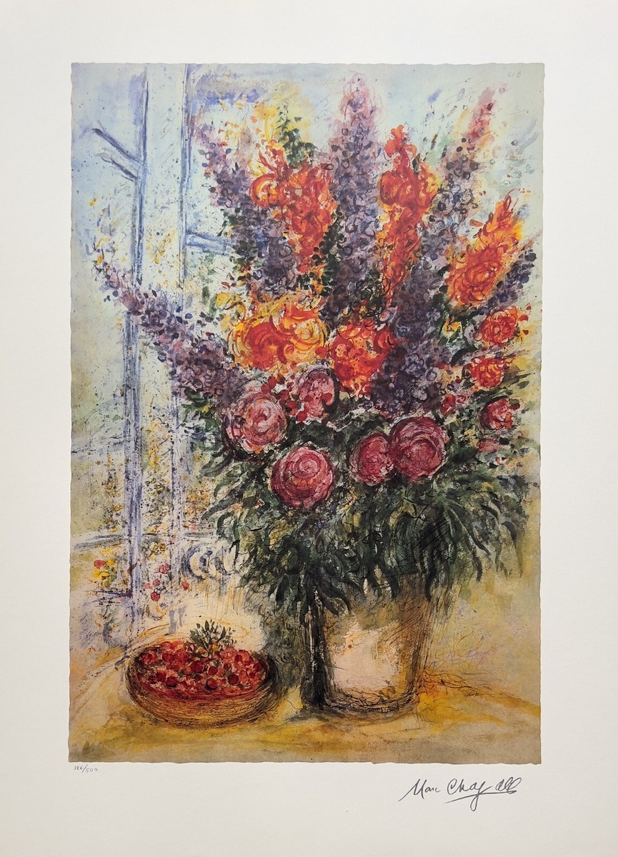 Marc Chagall BOUQUET WITH CHERRIES Facsimile Signed Limited