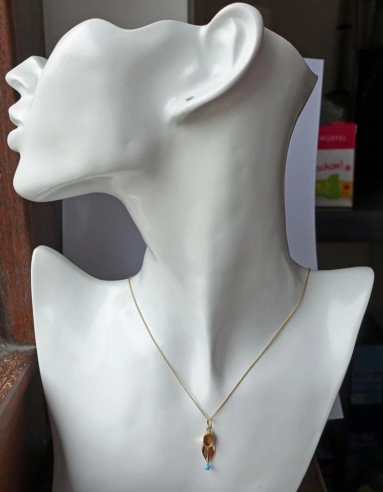 Orient ♦️ Schuh Vintage Anhänger in aus 585 14kt Gold mit Türkis Perle ♦️♦️ 8200 - Bild 3 von 4