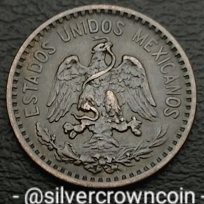 Mexico 1 Centavo 1910 Mo. KM#415. Wide Date. Bronze One cent coin