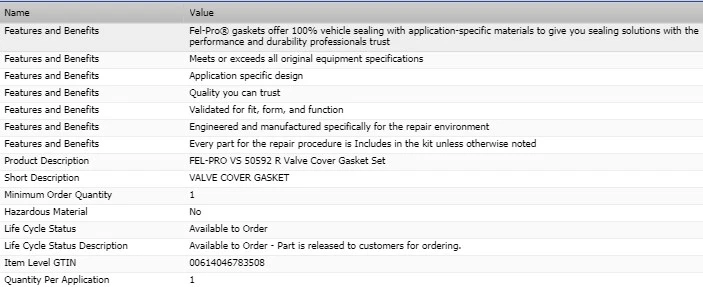 FEL-PRO Valve Cover Gasket Set For 2002-2010 LEXUS SC430 V8-4.3L - Image 2 of 4
