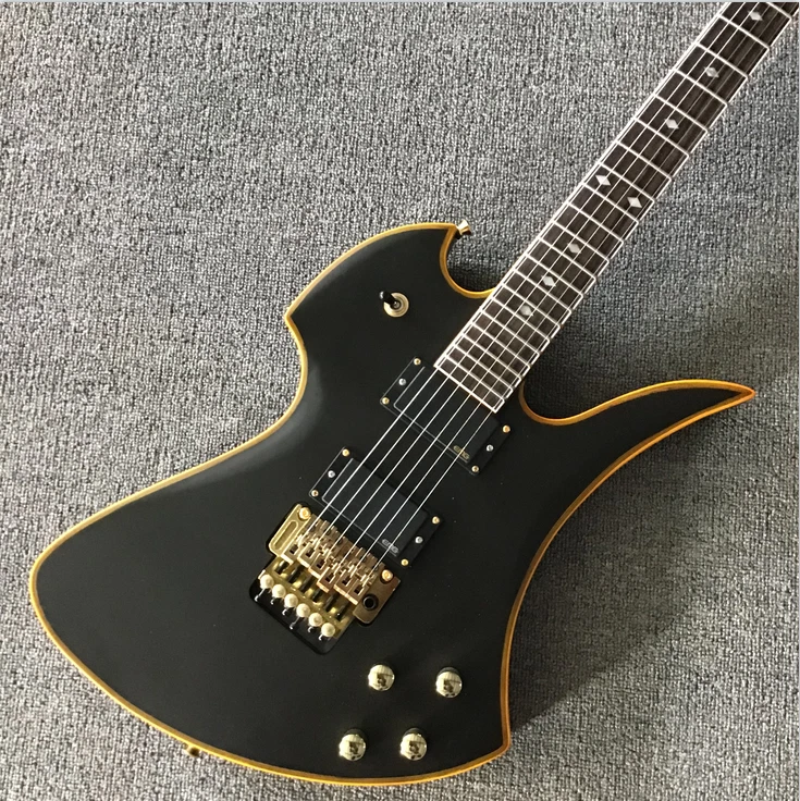 Special-shaped Electric Guitar Gold Binding Black Hardware Black